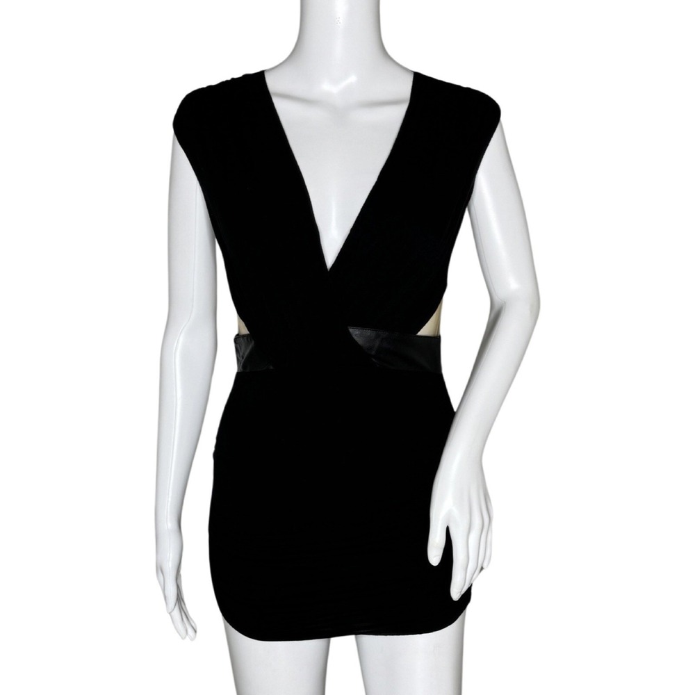 Bailey 44 Mini Dress Small Black Cut Out Plunge V-Neck Sexy Night Out Party Club